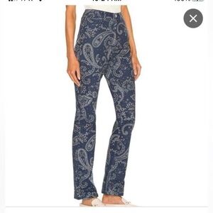NWT WeWoreWhat Icon Paisley Straight Leg Jeans Night Sky Blue Size 27